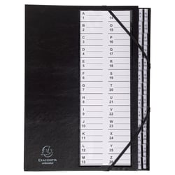 Trieur A4+ - 26 compartiments - Ordonator - Dos extensible - Carton - Exacompta - Noir