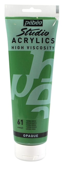 Tube 250 ml  de peinture acrylique Pébéo - Studio Acrylics High Viscosity - terre verte