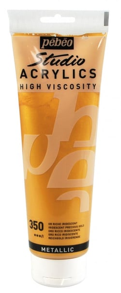 Tube 250 ml  de peinture acrylique Pébéo - Studio Acrylics High Viscosity - or riche iridescent
