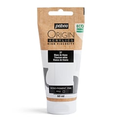 Tube 60 ml de peinture acrylique Pébéo - Origin Acrylics - Blanc de Titane