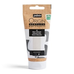 Tube 60 ml de peinture acrylique Pébéo - Origin Acrylics - Blanc iridescent
