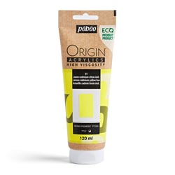 Tube 120 ml peinture acrylique Pébéo Origin Acrylics - Jaune cadmium citron imitration