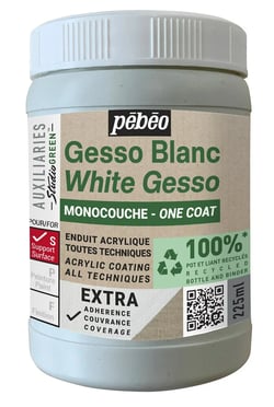 Pot 225 mL de gesso monocouche  Pébéo - Studio Green - Blanc