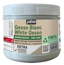 Pot 475 mL de gesso monocouche  Pébéo - Studio Green - Blanc