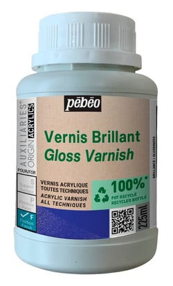 Pot 225 mL de vernis Pébéo Origin Acrylics - Transparent - Brillant