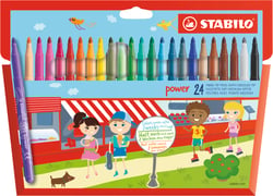 Lot de 24 feutres de coloriage pointe moyenne - STABILO - Couleurs assorties - Power