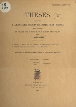 Étude sur les lentilles électroniques magnétiques - Suivi de Propositions données par la Faculté