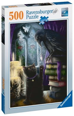 Puzzle 500 pièces - Chat noir et corbeau