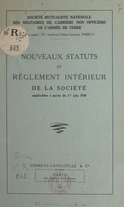 Nouveaux statuts et règlement intérieur de la Société applicables à partir du 1er juin 1949