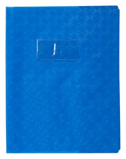 Protège-cahier + Marque-page  + Porte étiquette Clairefontaine - 17x22cm - Bleu - Grain Losange 18/100ème