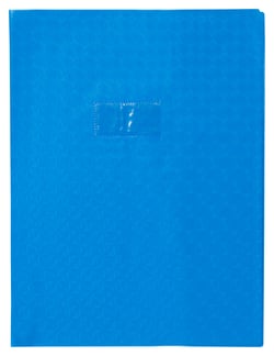 Protège-cahier + marque-page  + porte-étiquette Calligraphe - 24 x 32 cm - Bleu - Grain losange 18/100ème