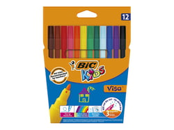 Pochette de 12 feutres de coloriage - Kid Couleur bébé - Pointe boule large  - Bic Kids - Dessiner - Colorier - Peindre