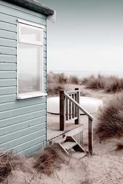 Toile - cabane sur plage - 30 cm x 45 cm