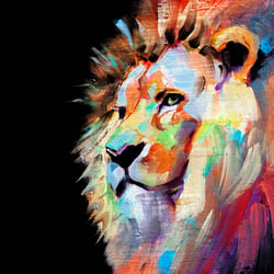 Toile - Lion coloré - 65 cm x 97 cm