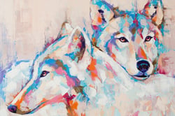 Toile - Peinture loups - 65 cm x 97 cm