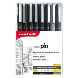 Pochette 8 feutres d'écriture et de dessin - Uni Pin - Noir