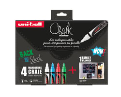 Lot de 4 marqueurs craie + family planner magnétique - Posca - Couleurs assorties - Chalk