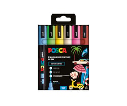 Lot de 6 marqueurs acryliques à base d'eau pointe moyenne - Posca - Edition limitée