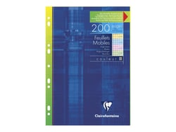 Feuilles simples petits carreaux Clairefontaine - 200 pages perforées - 4 couleurs - A4 21 x 29,7 cm - 90 g/m² 
