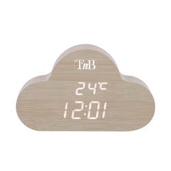 Réveil à LED - forme nuage - finition bois