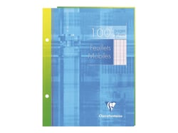 Feuilles simples grands carreaux Clairefontaine - 100 pages perforées - Blanc - 17 x 22 cm - 90 g/m² 