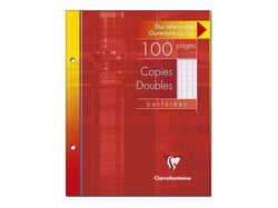 Copies doubles grands carreaux Clairefontaine - 100 pages perforées - Blanc - 17 x 22 cm - 90g/m²