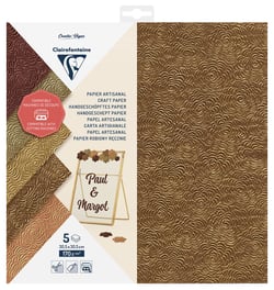 Pochette de 5 feuilles de papier artisanal Clairefontaine -  30.5x30.5cm - 170 g/m²
