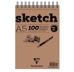 Bloc de dessin Clairefontaine - Marron - A5 14,8 x 21 cm - Sketch bloc spiralé - 100 feuilles