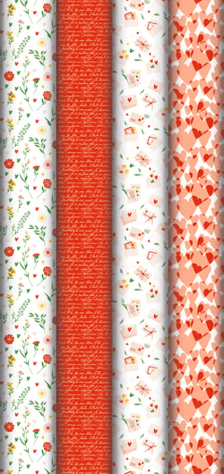 Papier cadeau Clairefontaine - 2 x 0,70 m - Motifs cœurs, cadeaux, romantique 