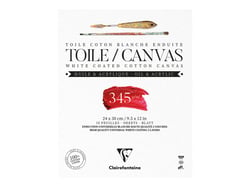 Bloc de 10 feuilles de toile coton blanc enduites Fleur de Lys Clairefontaine - 24 x 30 cm 345 g/m²