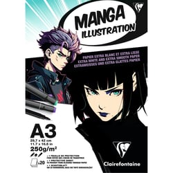 Bloc illustration Clairefontaine - Manga - 20 feuilles - A3 - 250g/m²
