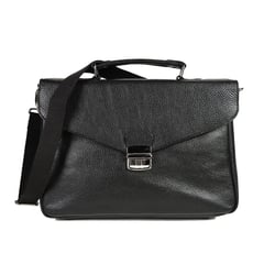 Serviette avec bandoulière cuir grainé Noir