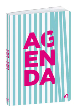 Agenda scolaire journalier 2025/2026 Quo Vadis - Bleu et blanc - 12 x 17 cm - Trinidad rayures