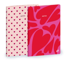 Lot de 2 carnets Quo Vadis - Rose - A5 14,8 x 21 cm - Coeur - 64 pages