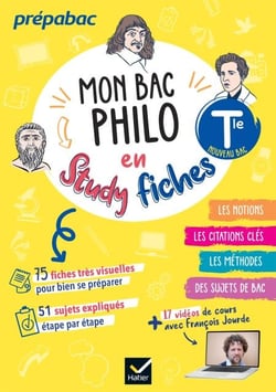 Mon bac philo en study fiches - Tle générale - Bac 2027 - fiches &amp; sujets visuels, pour réviser facilement
