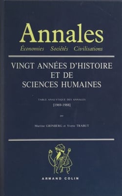 Vingt années d'histoire et de sciences humaines - Table analytique des "Annales", 1969-1988