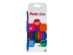 Lot de 8 stylos bille rétractables - iZee - Pointe large - Pentel