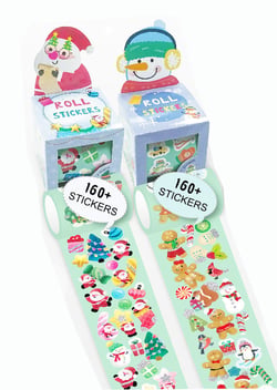Rouleau stickers de Noël Global Gift - Modèles aléatoires - 160 stickers - Vendu à l'unité