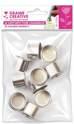 Lot de 10 supports pour bougie Graine Créative - Ø 22 mm - Aluminium