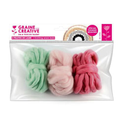 3 pelotes de fil à tricoter tissage - menthe/rose pâle/vieux rose - Graine Créative