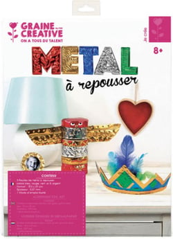 Lot de 5 feuilles métal à repousser Graine Créative - Couleurs assorties