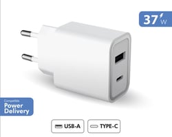 Chargeur secteur 2 ports A+C PD 37W Recyclé Blanc