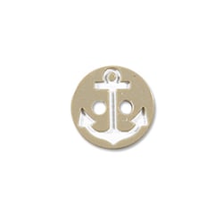 Bouton 2 trous - ancre blanche fond beige 