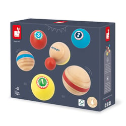 Gamme Applepop - Boules de Pétanque en Bois - Composé de 6 Boules, d'1 Cochonnet et d'1 Sac en Coton - Jeu d'Adresse.