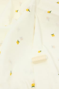 Tissus coton flammé brodé Promod - 300 x 137 cm - Citron