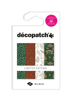 Lot de 4 papiers foil Decopatch - Forest - Assortiment