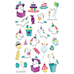 Stickers 3D autocollant Maildor - Cooky Licorne Anniversaire - 7,5 x 12 cm - 24 pièces