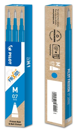 Lot de 3 recharges pour stylo roller effaçable - Bleu ciel - FriXion Ball & FriXion Ball Clicker- Pointe moyenne - Pilot