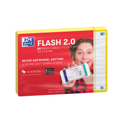 80 flashcards - 10,5 x 14,8 cm - Flash 2.0 Oxford - Ligné - cadre jaune