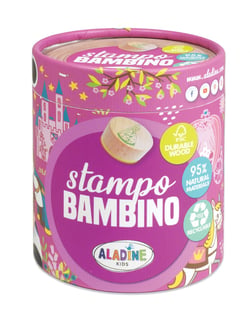 Coffret tampons en bois Aladine - Stampo Bambino Princesse - 8 pièces + 1 encreur